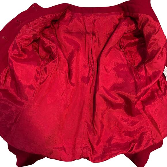 Vintage Christmas Red 60s Pure Wool Cropped Blazer Jacker, Size Small - Picture 9 of 9